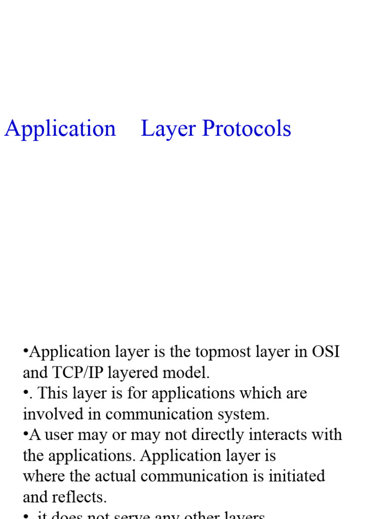 Overview of Application Layer Protocols | PDF | Client–Server Model ...
