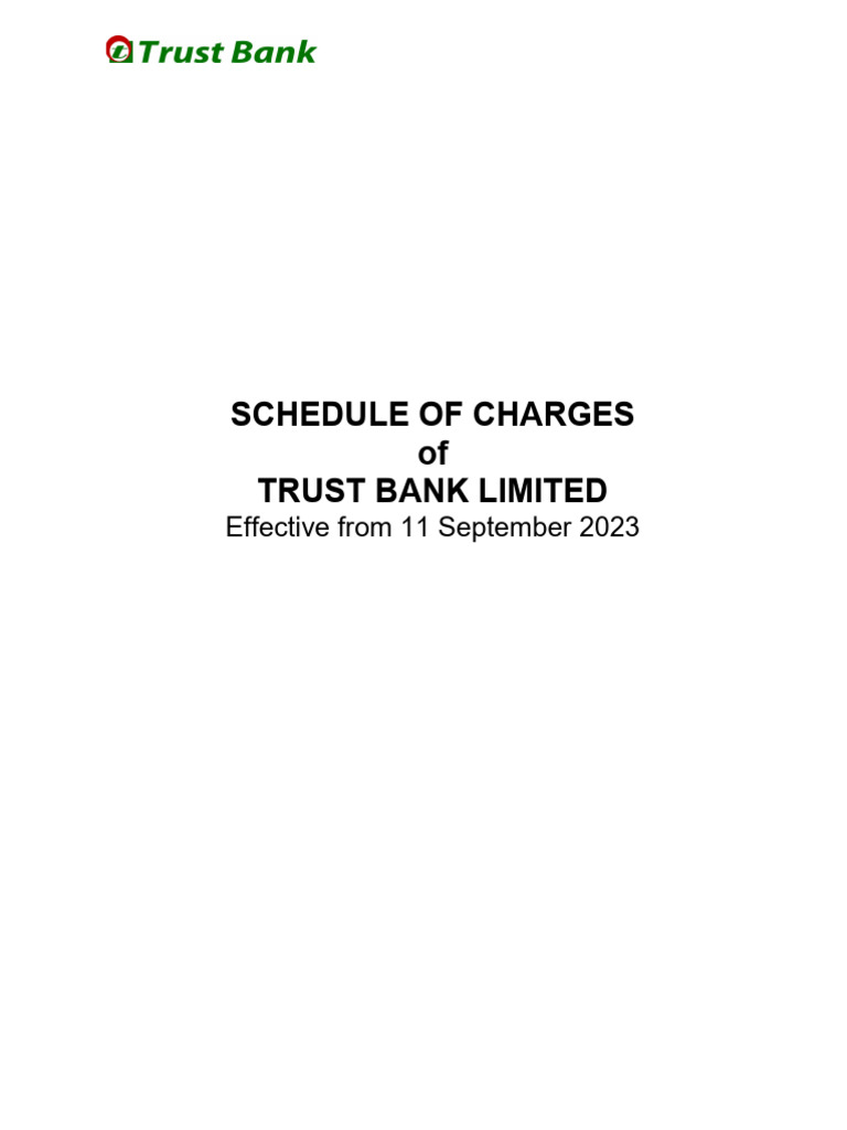 Schedule Of Charge 2023 Trust Bank Plc Download Free Pdf Credit