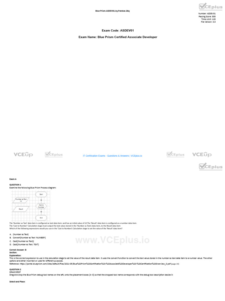 Blue-Prism - ASDEV01.by .Frankse.26q | PDF | Control Flow | Programming