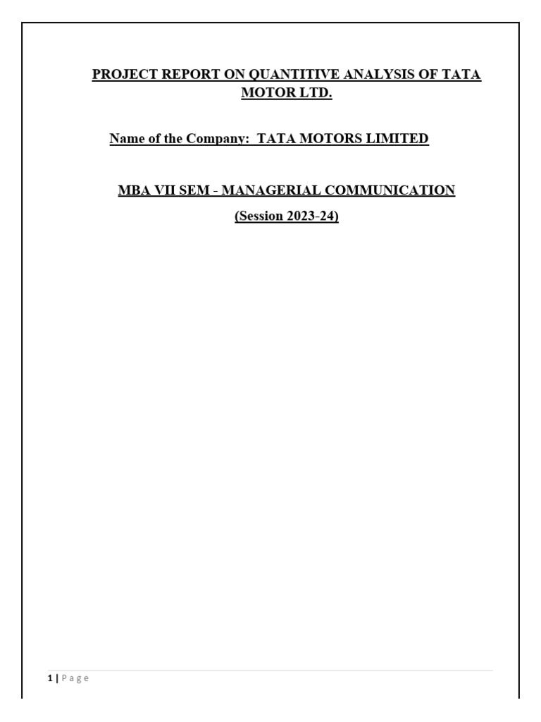 Quantitative Analysis of Tata Motors | PDF | Business | Economies