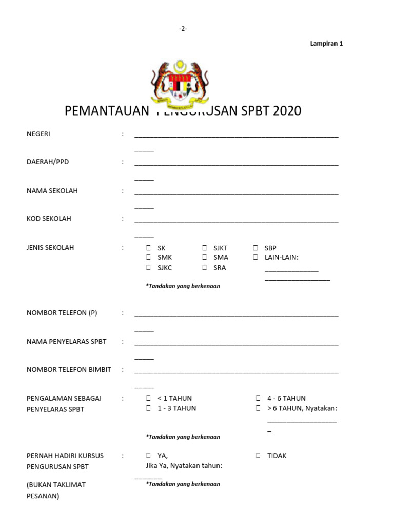 Instrumen Pemantauan Pengurusan SPBT Sekolah (Lampiran) | PDF