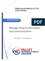 BSBPMG535 Student Assessment 1 - Knowledge Test