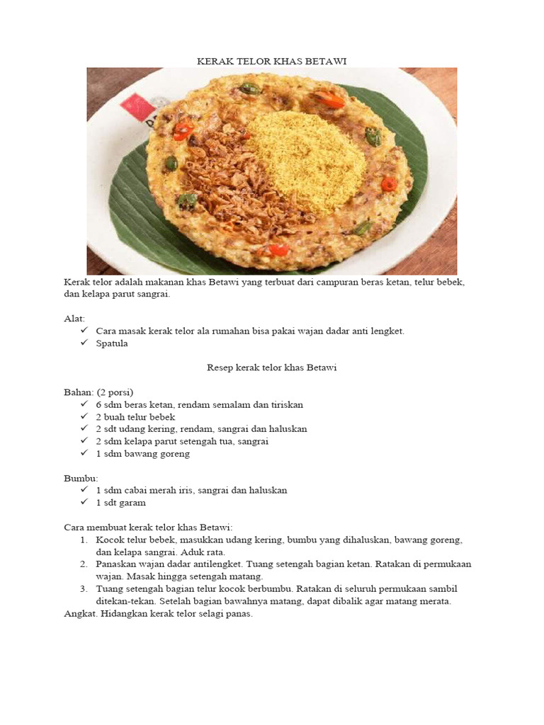 Kerak Telor Khas Betawi | PDF