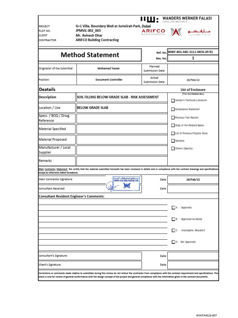Arifco HSE Risk Assessment for Backfilling | PDF | Risk Assessment | Risk