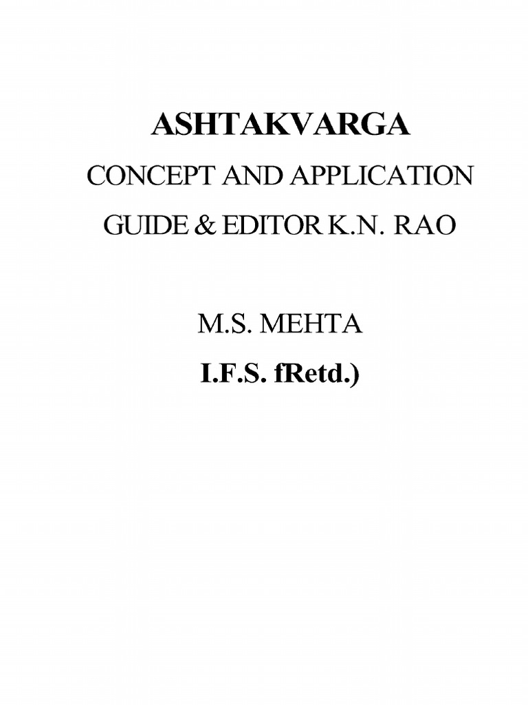 Jyotish Ashtakavarga M S Mehta Download Free PDF Planets In
