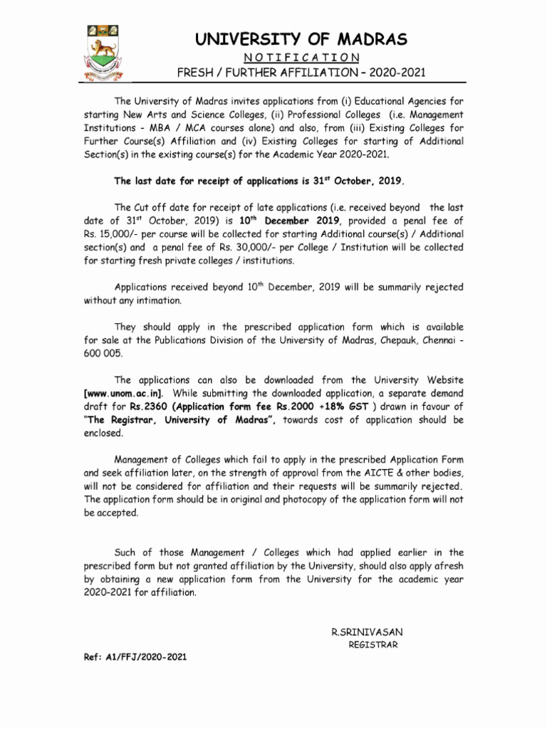 Affiliation-Notification 20190913093057 41631 | PDF | Libraries | College