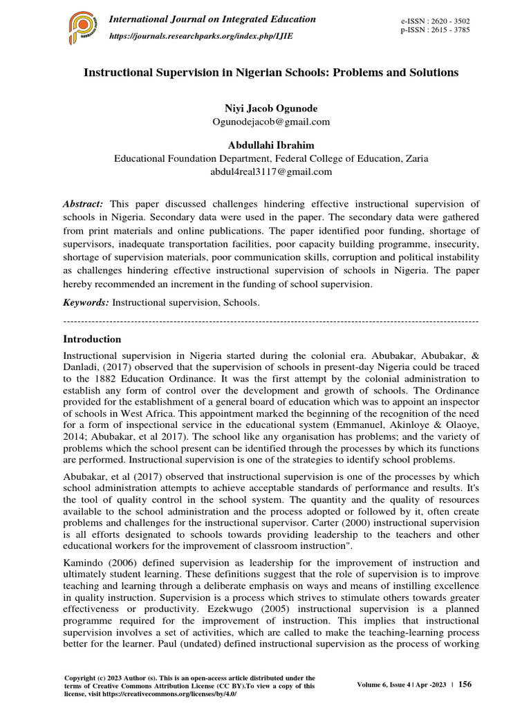 Importance Of School Supervision In Nigeria