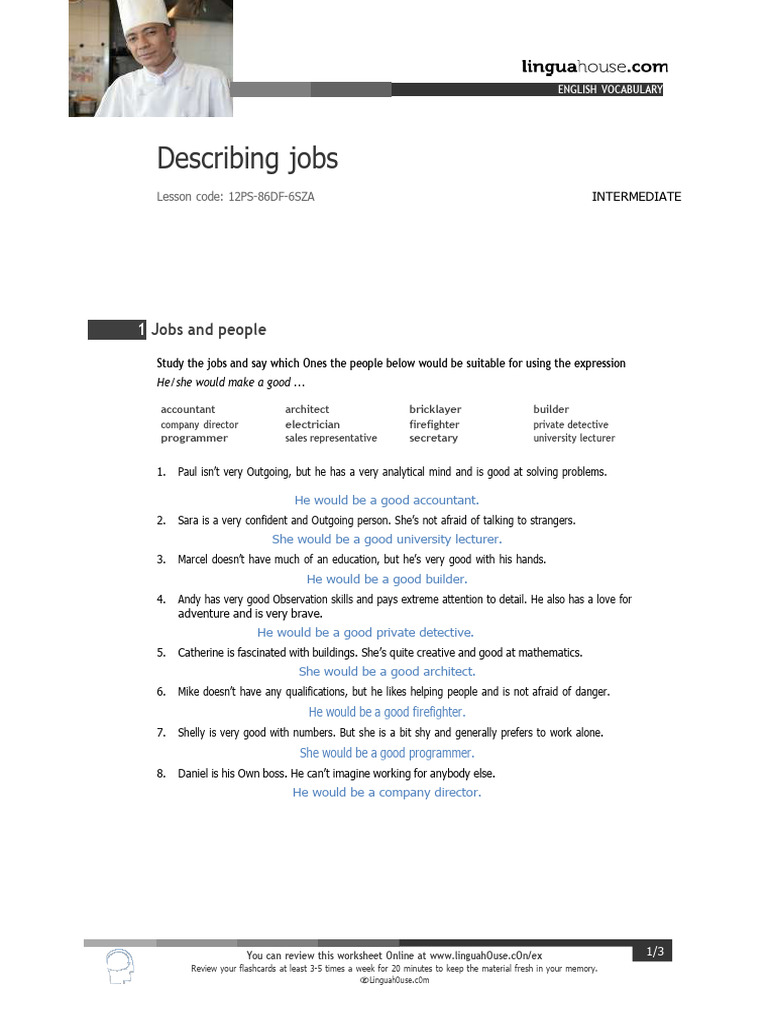 Intermediate Job Descriptions | PDF | Language Arts & Discipline ...