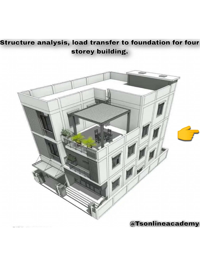 Structure Analysis Load Transfer To Foundation For Four Storey