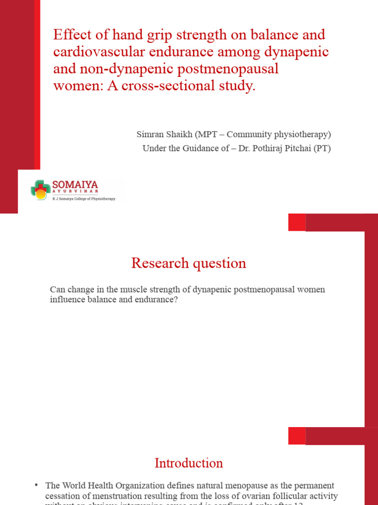 Effect of Hand Grip Strength On Balance and | PDF | Menopause | Balance ...