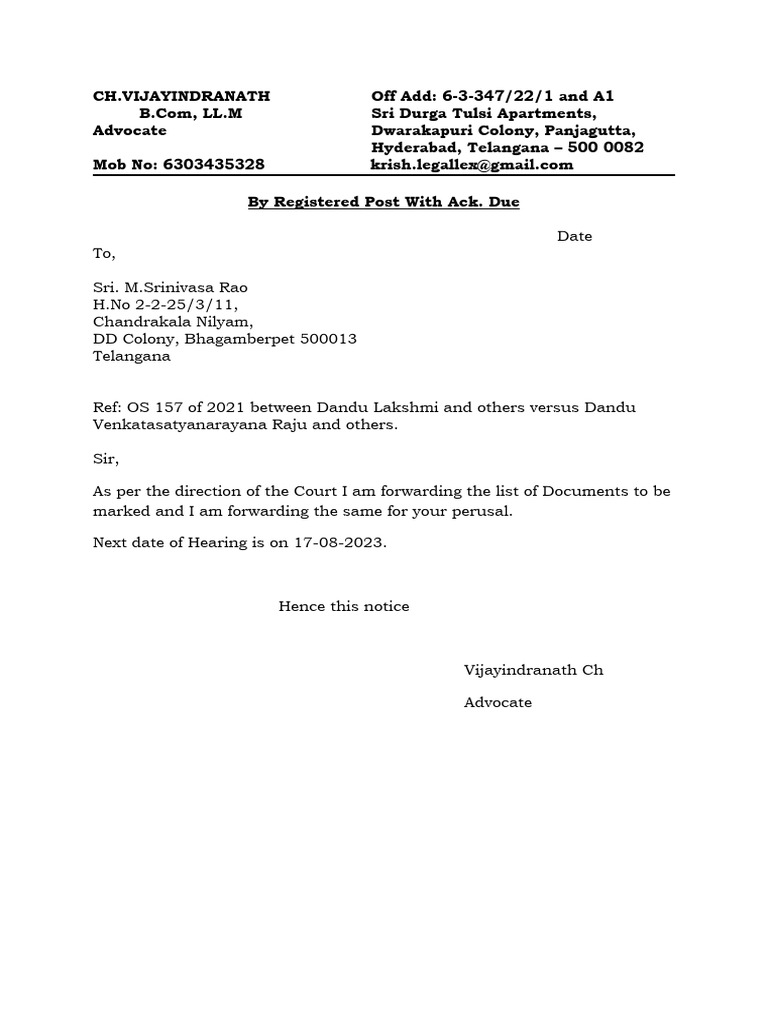 Notice Format PDF