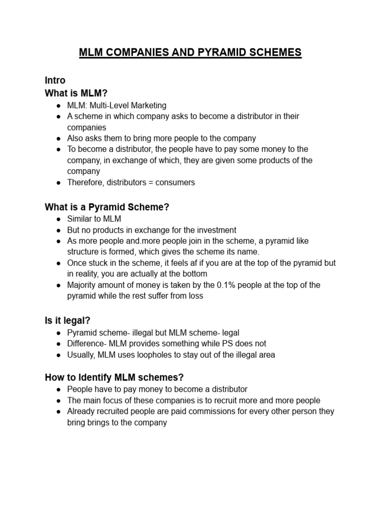 MLM Companies and Pyramid Schemes PDF