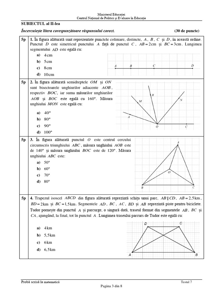 En VIII 2021 Matematica Test 07 | PDF