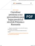 Carrefour Presiona A Sus Proveedores para Bajar Precios Al Nivel de Polonia o Rumanía