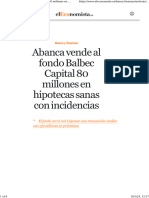 Abanca Vende Al Fondo Balbec Capital 80 Millones en Hipotecas Sanas Con Incidencias