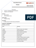 Nirmal Bhartia School Workplan Class Iv Month: December