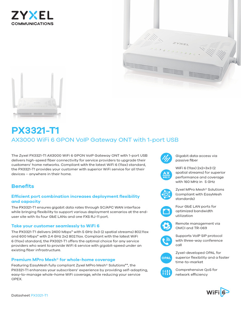 Ax3000 Wifi 6 Gpon Voip Gateway Ont With 1-Port Usb: Benefits
