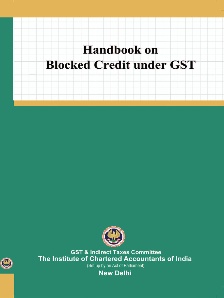 Handbook On Blocked Credit Under GST PDF Value Added Tax Invoice