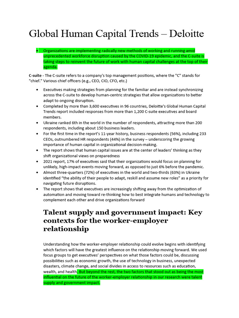 Future of Work: Human Capital Trends | PDF | Employment | Business