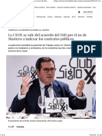 La CEOE Se Sale Del Acuerdo Del SMI Por El No de Montero A Indexar Los Contratos Públicos