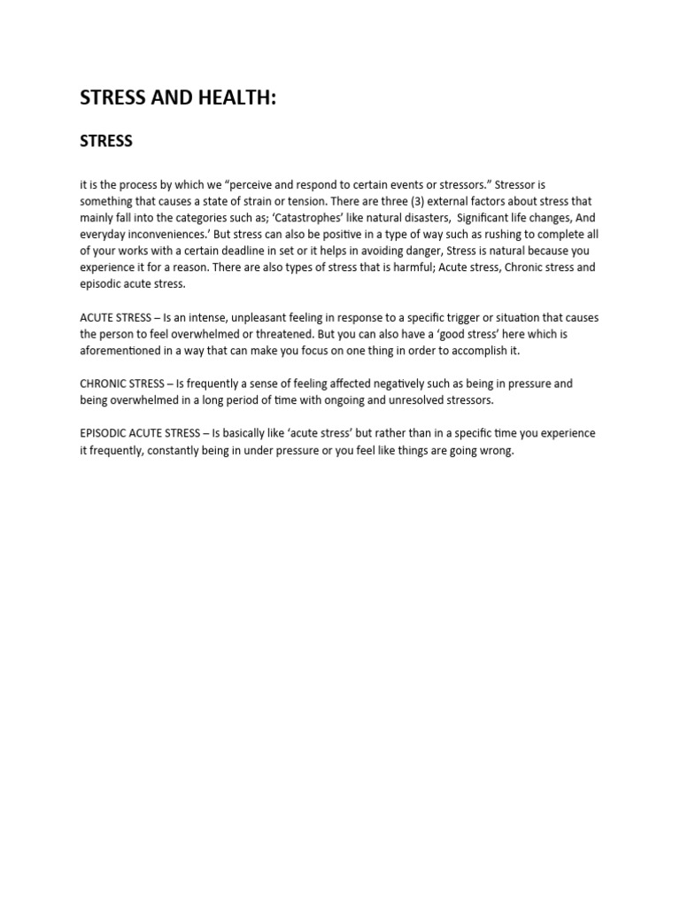 Stress and Health PDF