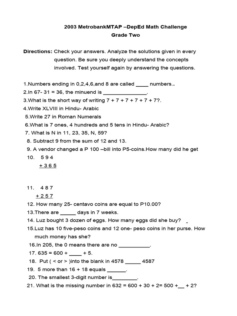 2003 MTAP - Division Elimination Q & A | PDF | Subtraction | Mathematics