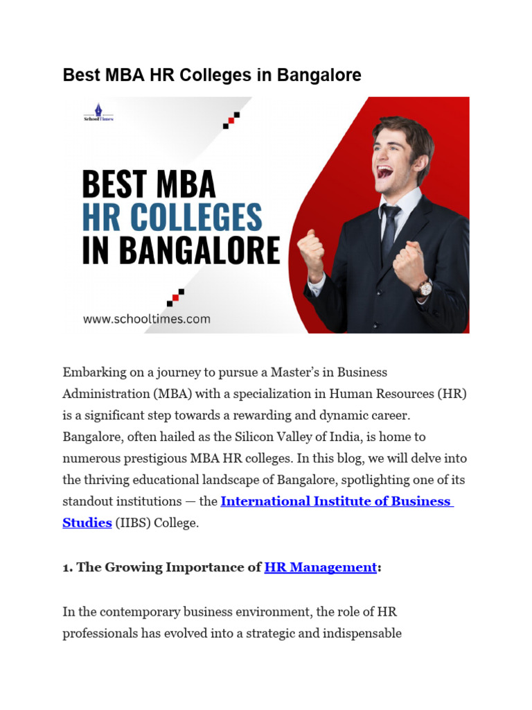Best MBA HR Colleges in Bangalore | PDF | Master Of Business