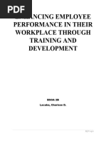 Enhancing Employee Performance in Their Workplace Through Training and Development