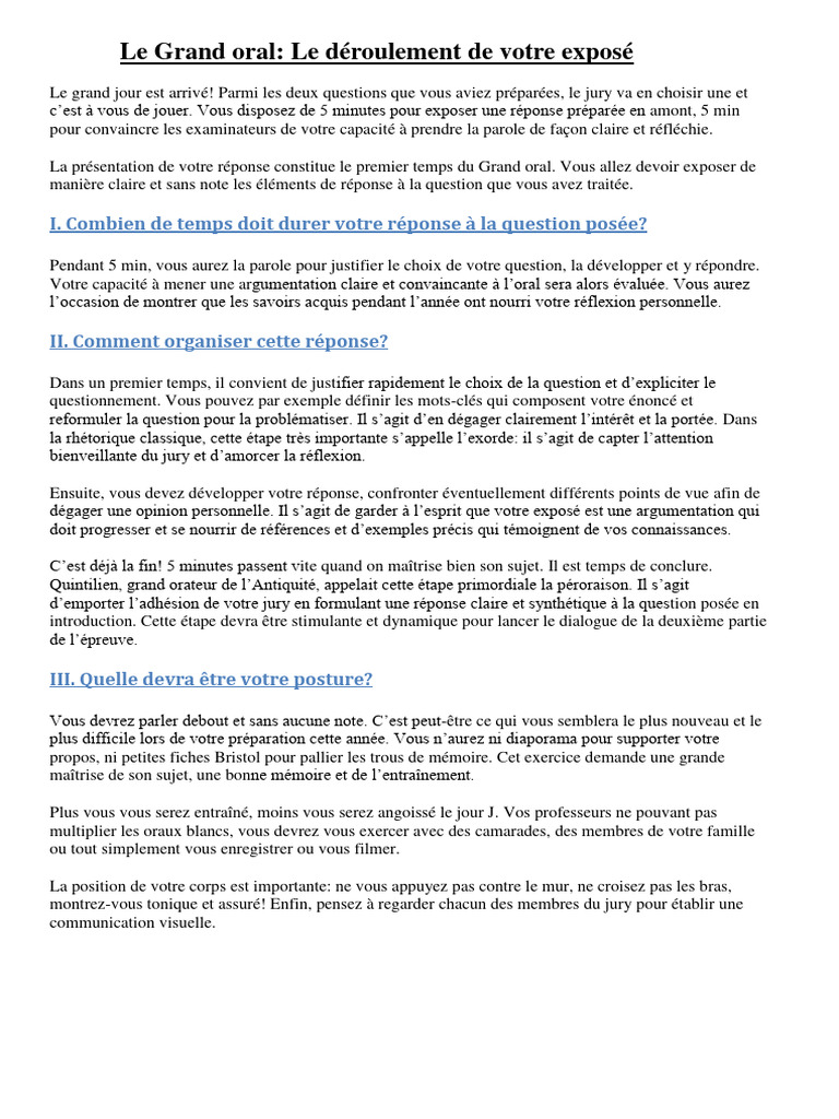 Le Déroulement de L'exposé | PDF | Argumentation | Rhétorique