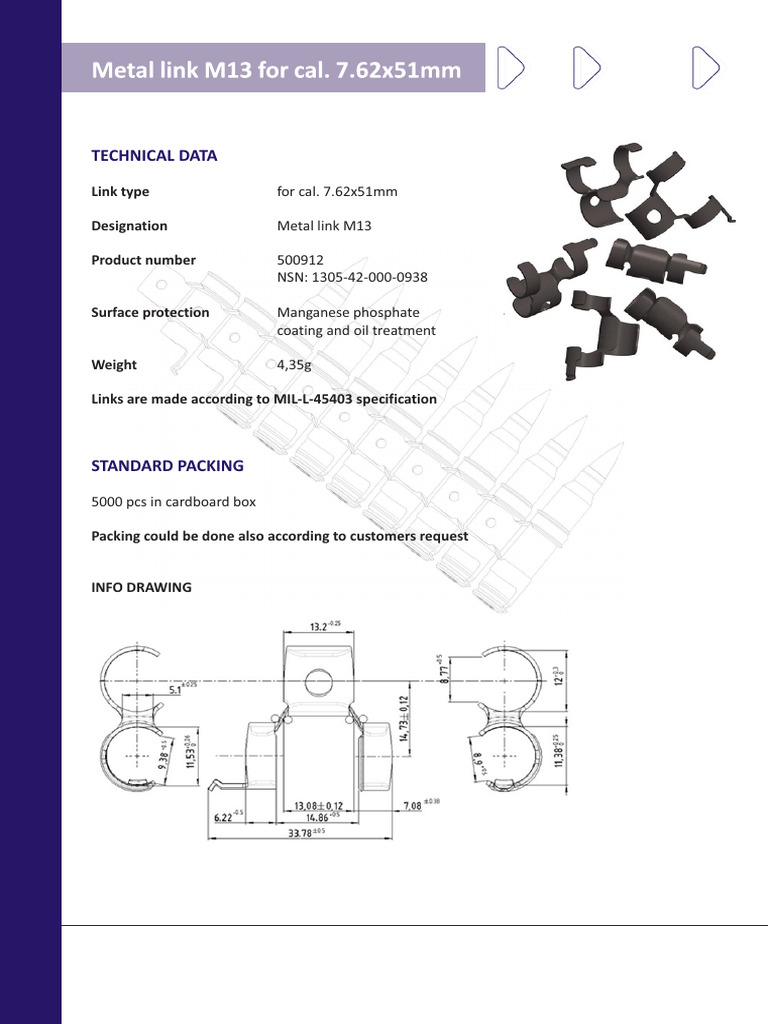 M13 Metal Links Technical Specifications | PDF