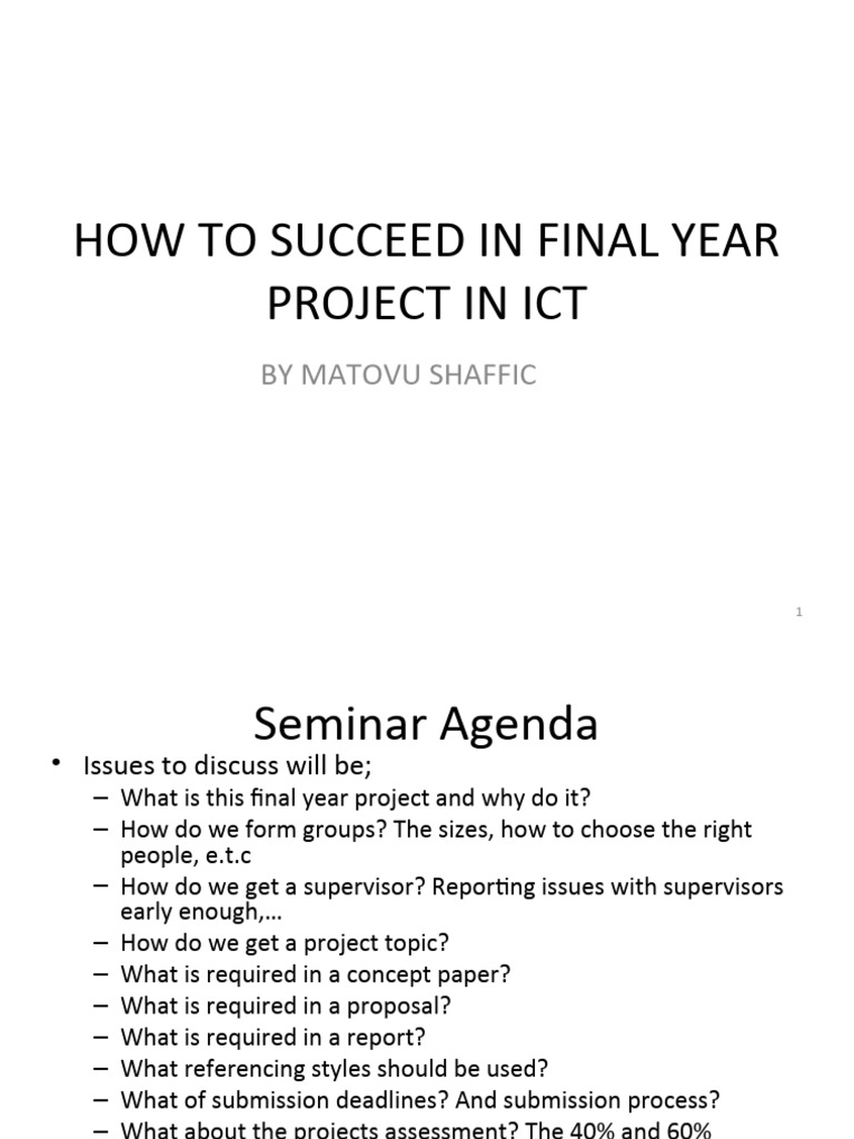 How To Succeed in Final Year Project at Scit | PDF | Methodology ...