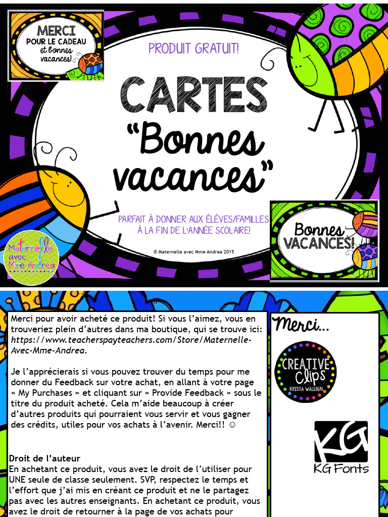 Cartes de Bonnes Vacances Gratuites | PDF