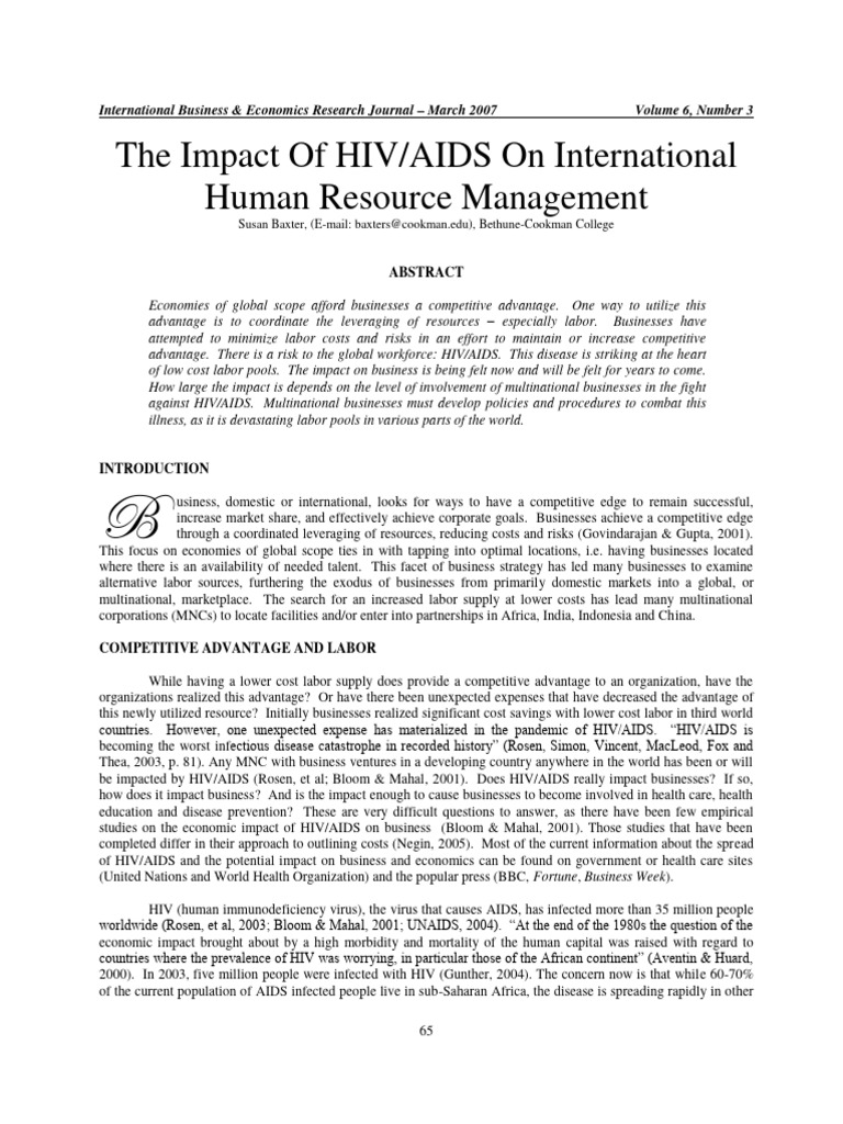 The Impact of HIVAIDS on International Human Resou | PDF | Hiv/Aids ...