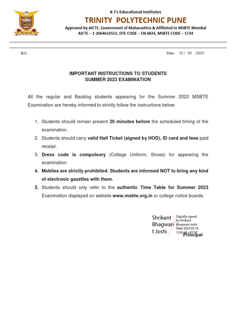 Summer 2023 Exam Instructions for Students | PDF