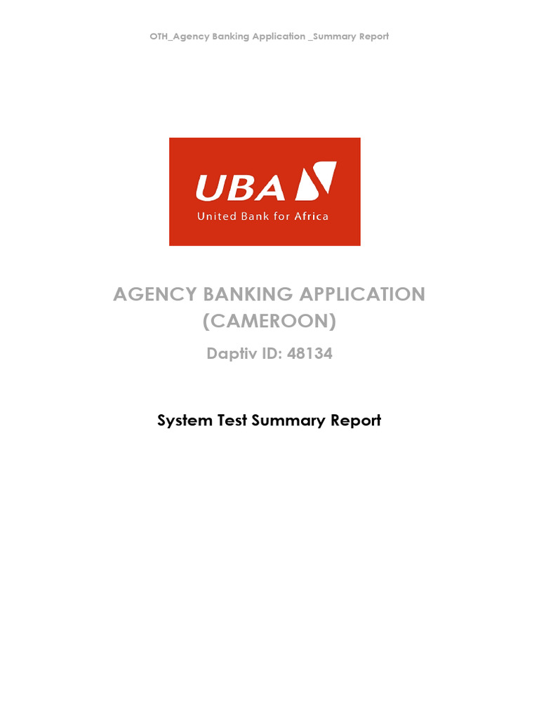 Agency banking application test summary report pdf login user