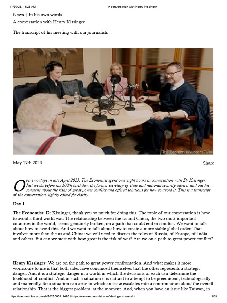 Transcript of The Conversation With Henry Kissinger | PDF | Henry ...