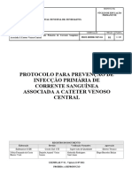 PROT-HMMR-NEP-014 - Protocolo para Prevenção de Infecção Primária de Corrente Sanguínea Associada Cateter Venoso Central