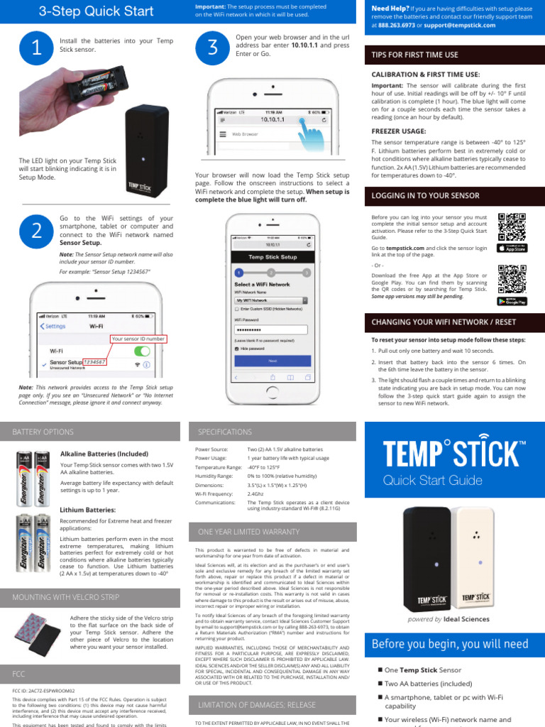 10.10.1.1 Temp Stick Setup