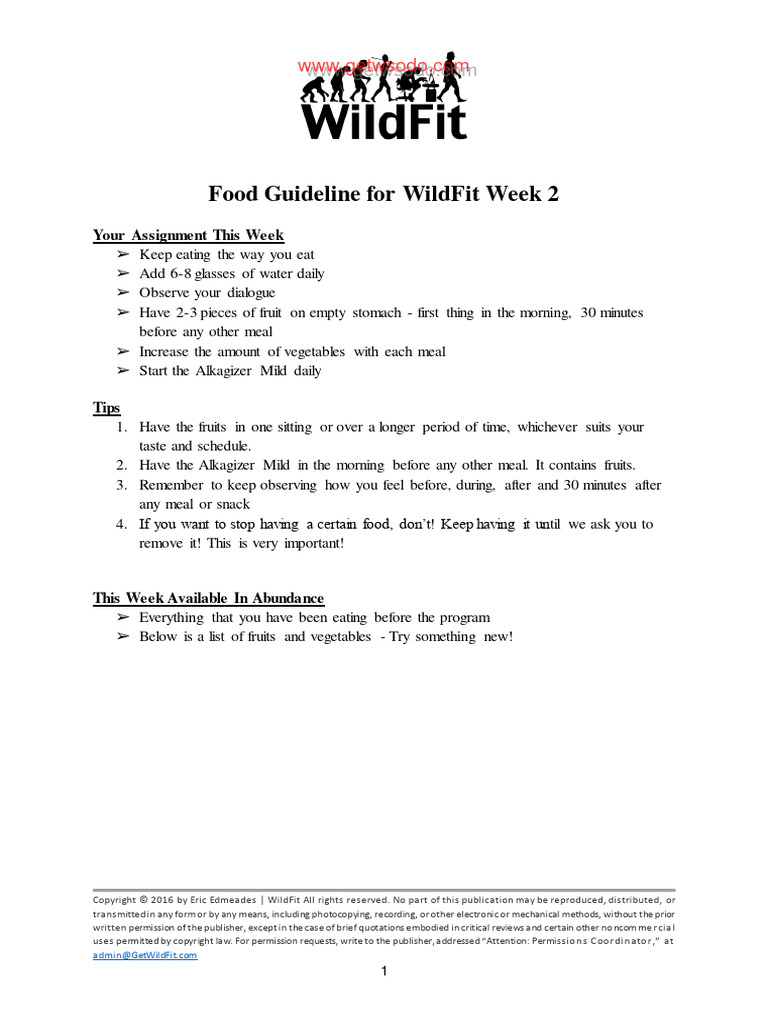 WildFit Week 2 Food Guidelines | PDF