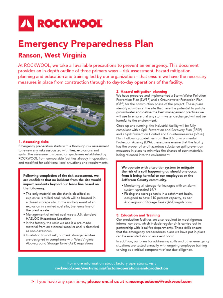 Rockwool Ranson WV Emergency-Preparedness-Fact-Sheet | PDF