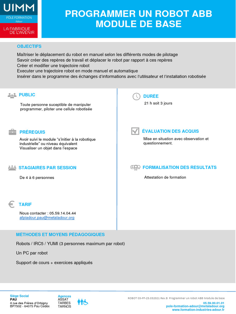 Formation Programmation Robot ABB | PDF | Robot | Robotique
