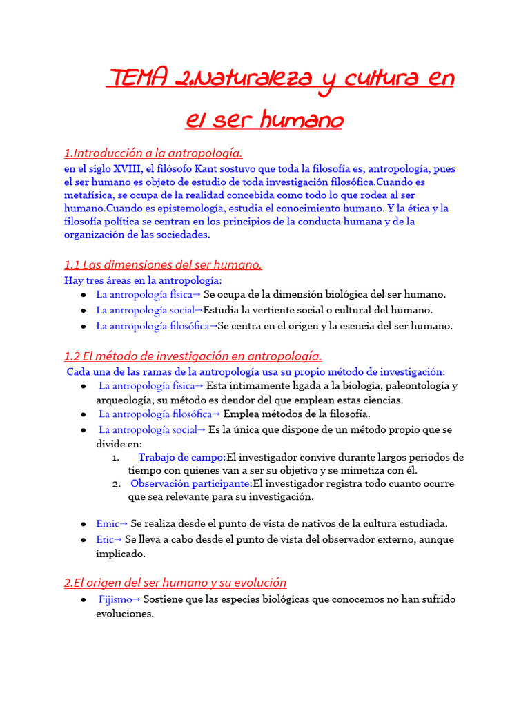 Filoo Tema 2 | PDF | Humano | Evolución