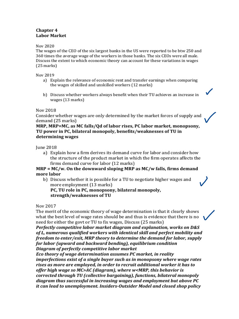 CH 4 Labour A2 | PDF | Labour Economics | Economies