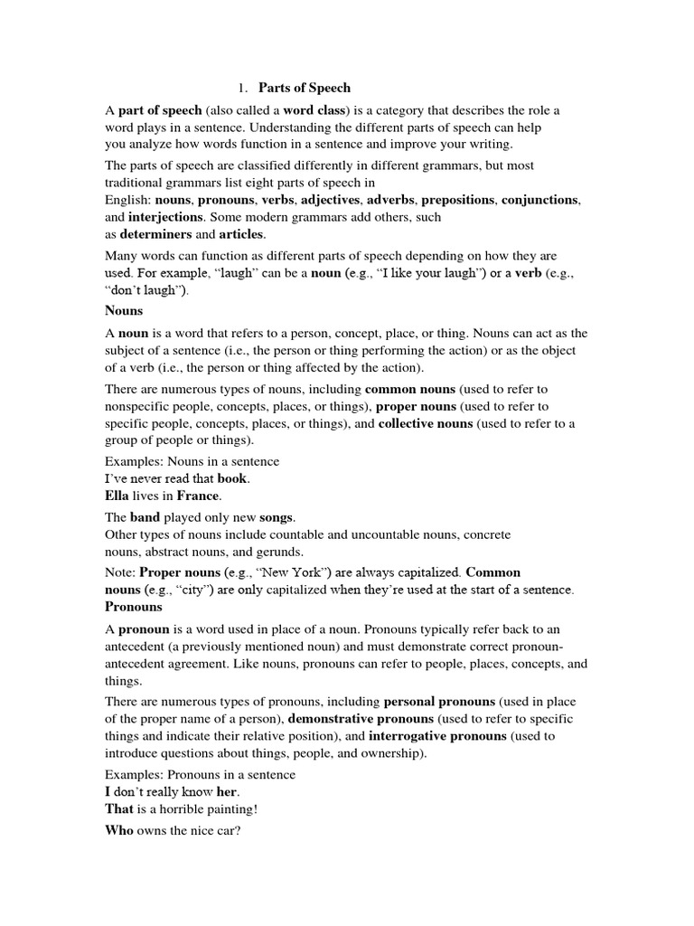 Parts of Speech Overview and Examples | PDF | Adverb | Part Of Speech