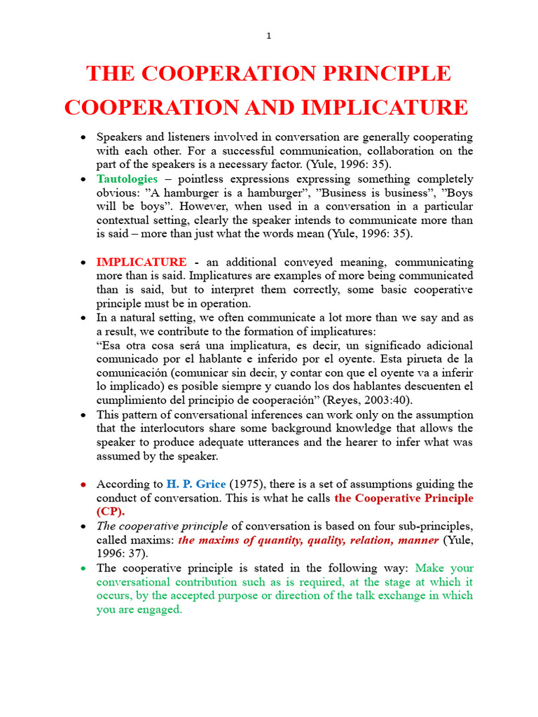 The Cooperative Principle Grice PDF Human Communication Linguistics