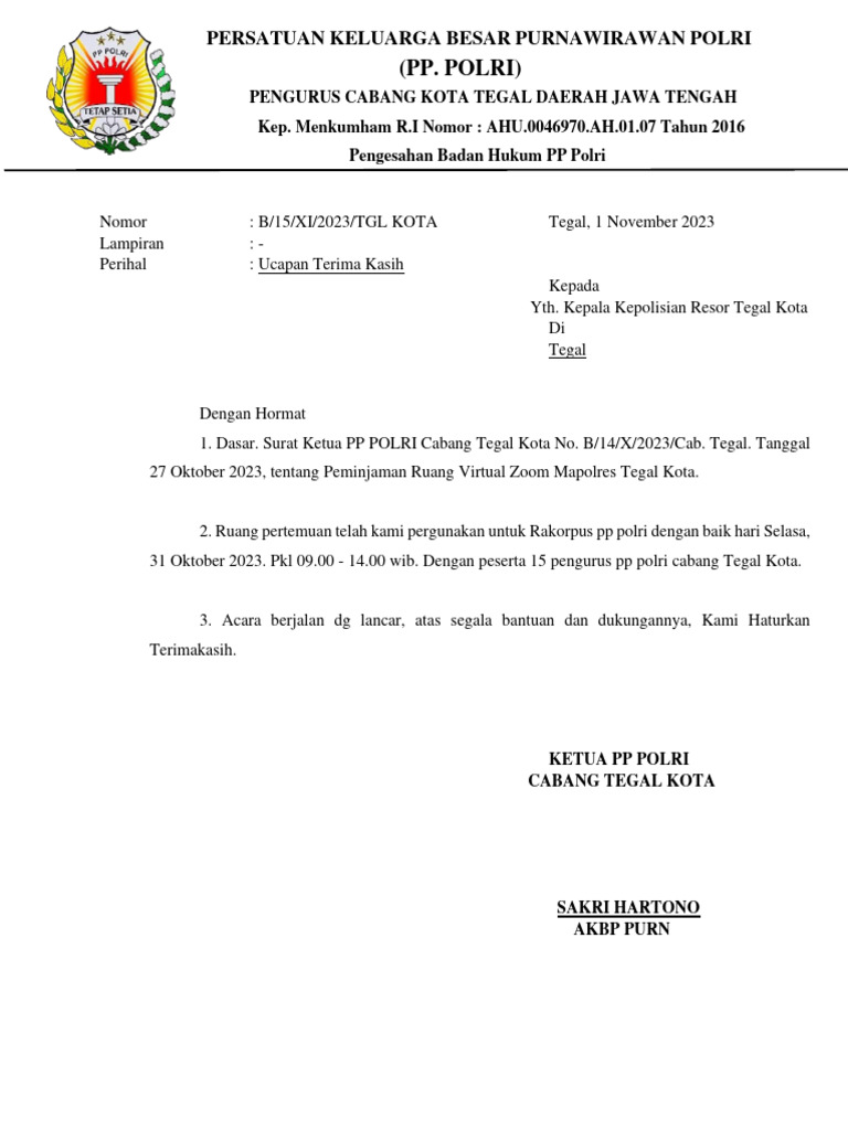 Surat Ucapan Terima Kasih 1 Pdf