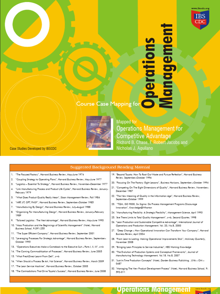 Operations Management Course Case Mapping | PDF | Lean Manufacturing ...