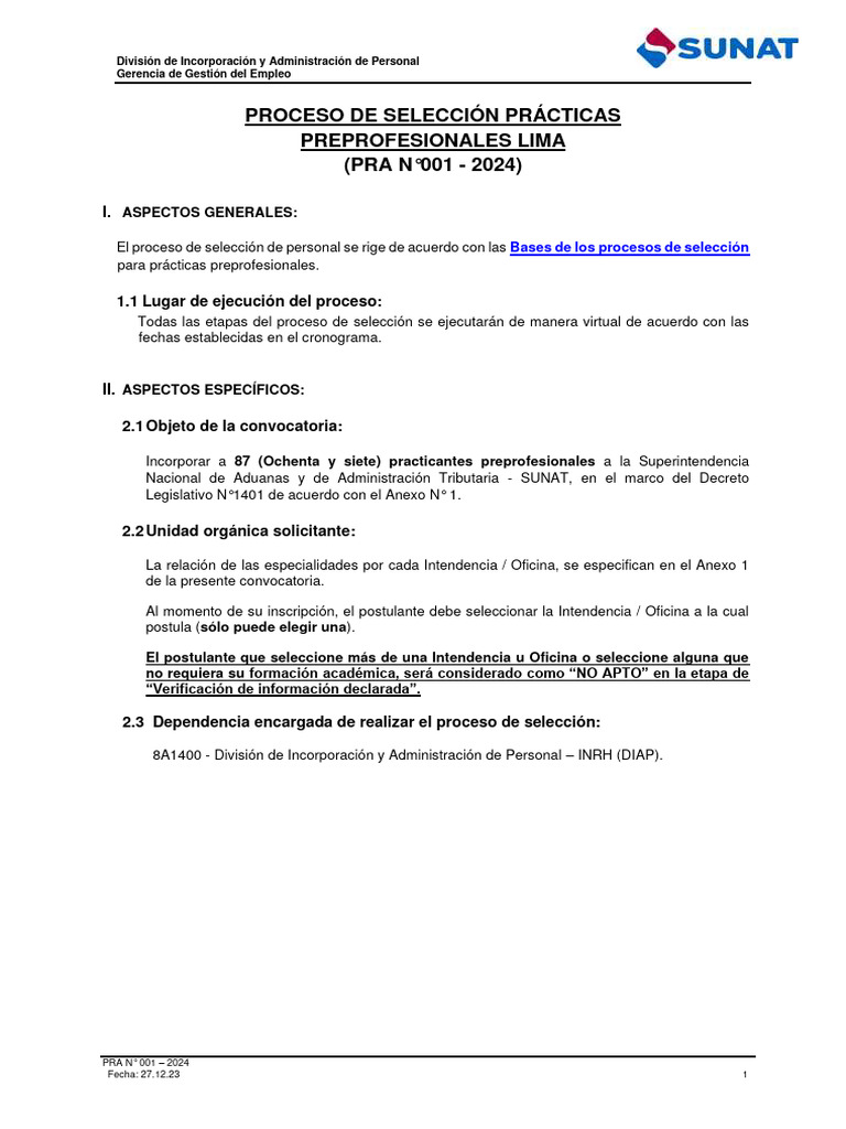 Pra N 001 - 2024 Pre Lima | PDF | aduana | Lima