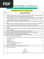 C Ipe Practicals List