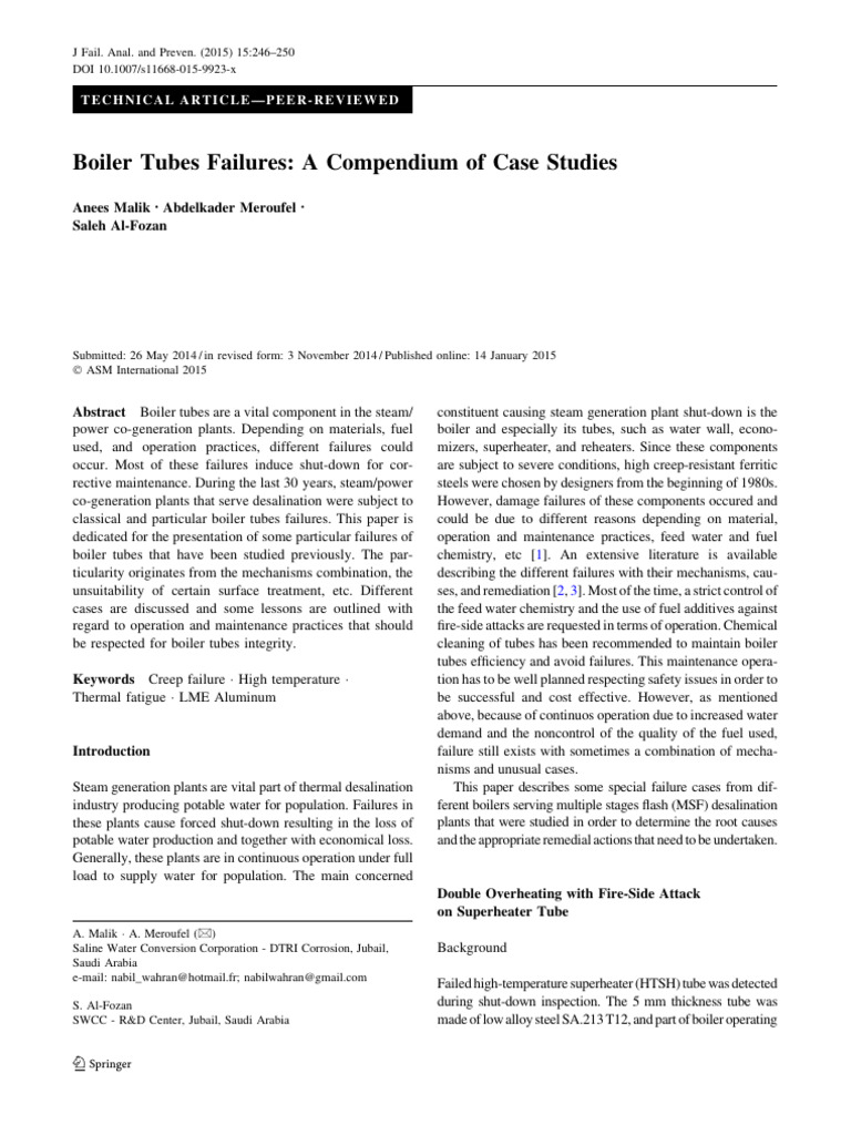 Boiler Tubes Failures_ a Compendium of Case Studies PDF Boiler